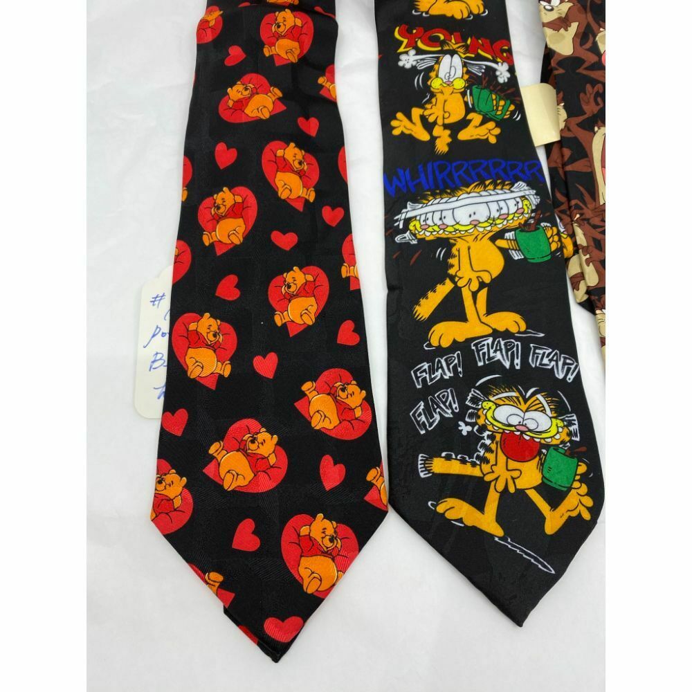 New Lot of 3 Neck tie Disney, Looney Tunes Black Red Yellow Total Msrp 75
