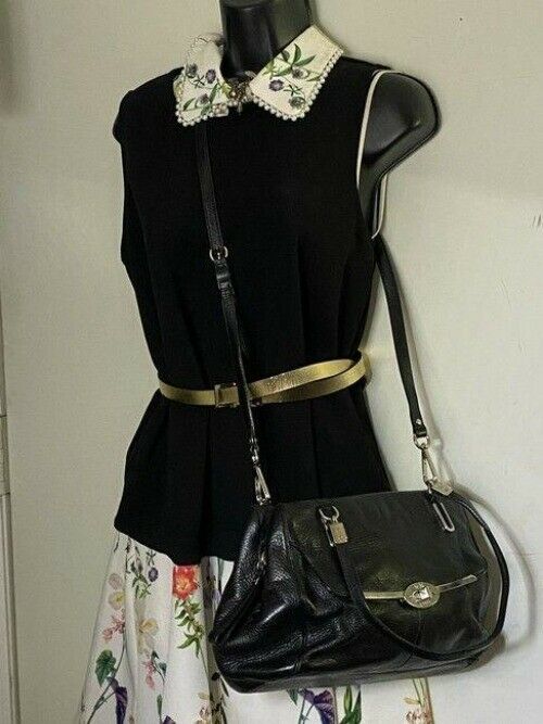 coach large black leather cross body bag