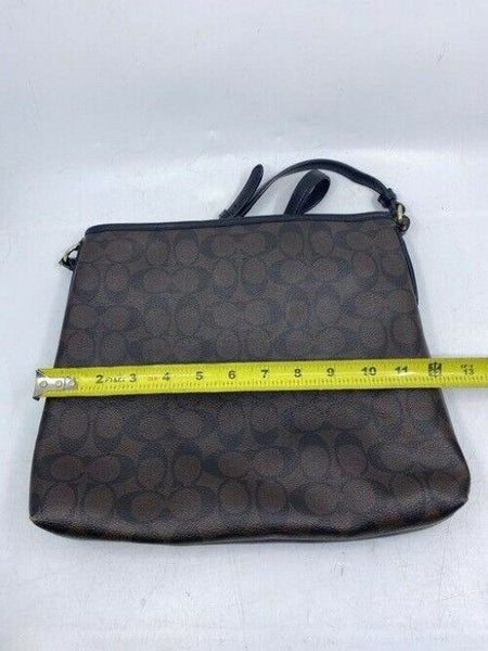 coach large brown coated canvas cross body bag