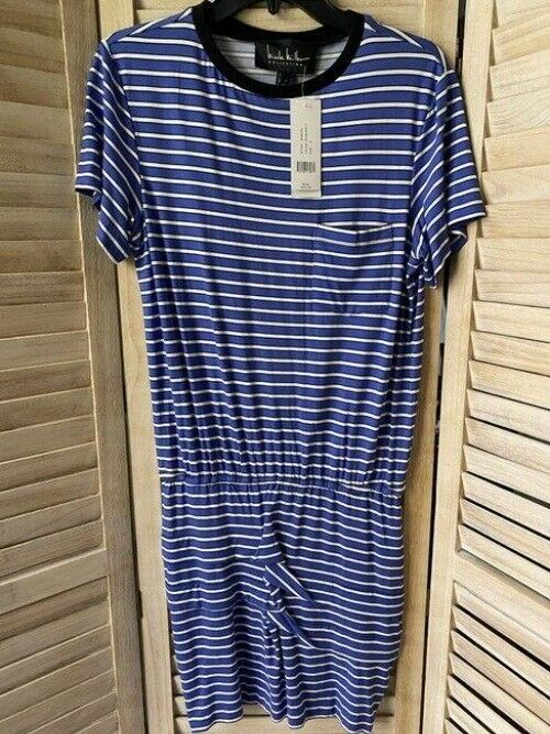 Nicole Miller blue white stripe msrp small short casual dress