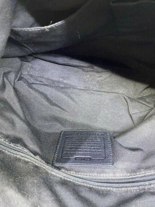 coach large silver gray leather shoulder bag