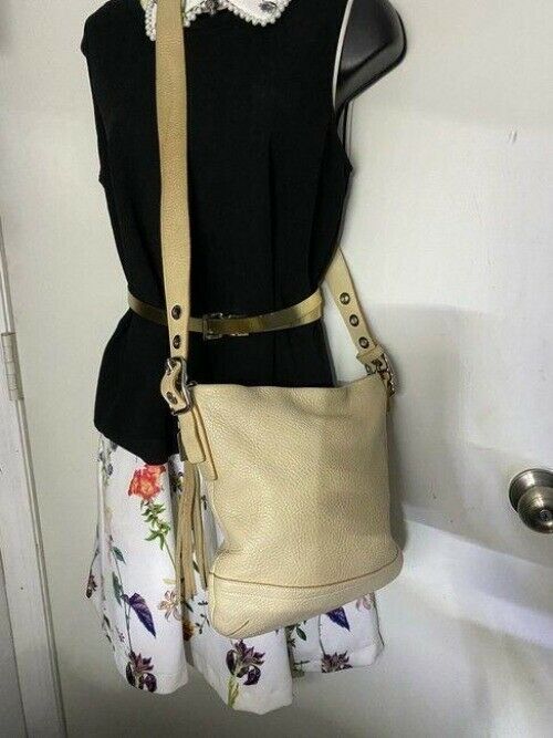 coach beige leather cross body bag