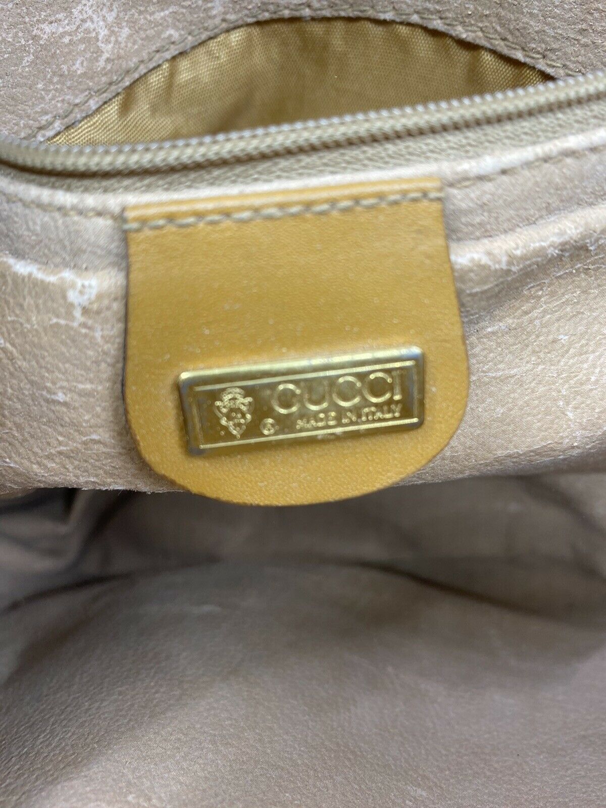 GUCCI Vintage Beige Coated Canvas/ Leather Crossbody