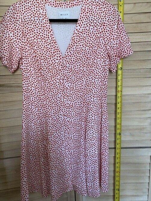 milly red white new heart printed msrp short formal dress