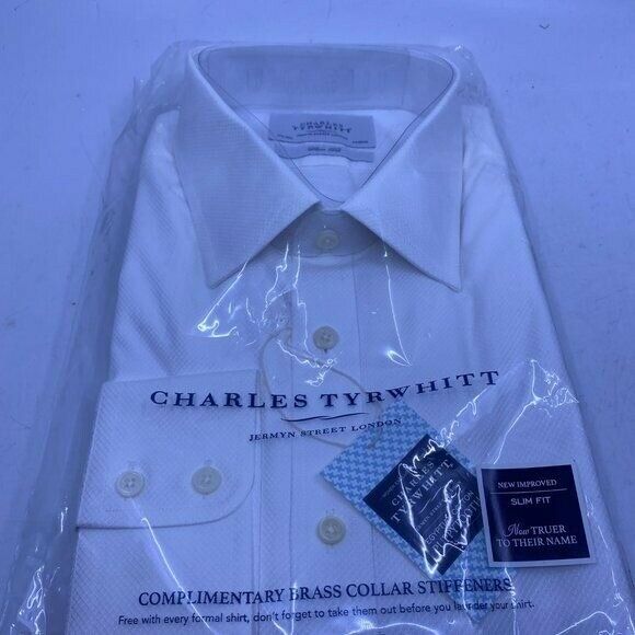 Charles Tyrwhitt Cream non iron poplin slim fit shirt