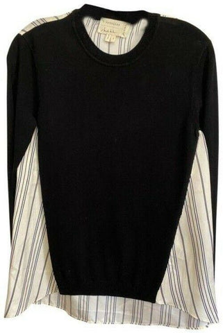 nicole miller black ls knit color contrast msrp blouse