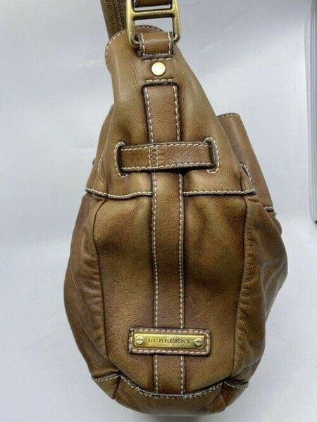 burberry vintage classic brown leather hobo bag