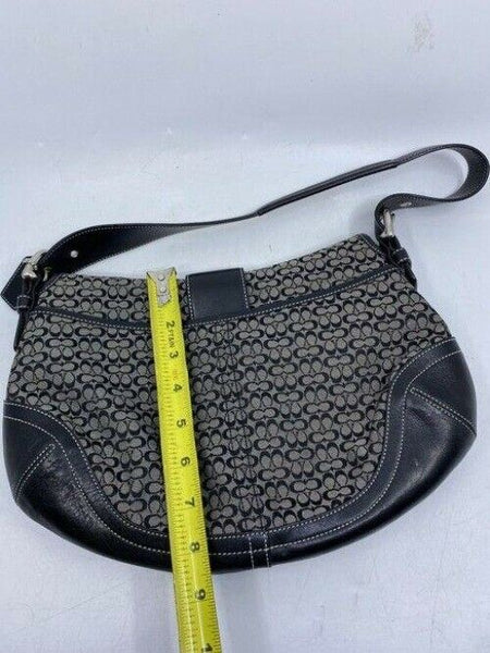 coach medium material black fabric shoulder bag