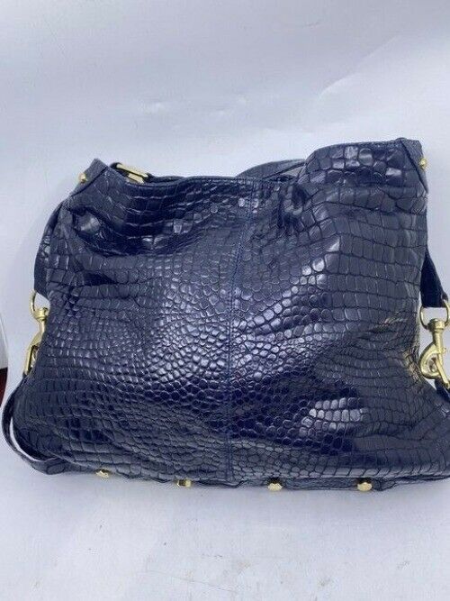 Rebecca Minkoff Croc Embossed Black Leather Shoulder Bag