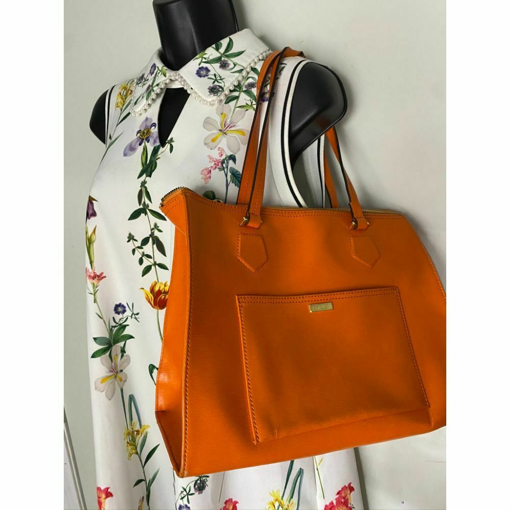 Lauren Ralph Lauren Orange Large Leather Shoulder Bag