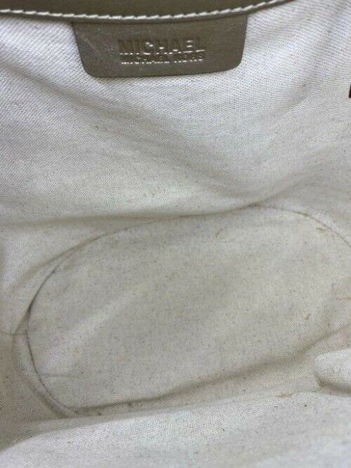 michael kors shopping xl w w leather trim gray beige woven tote