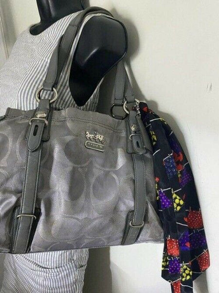 coach w w detachable specialty tie accent silver shoulder bag