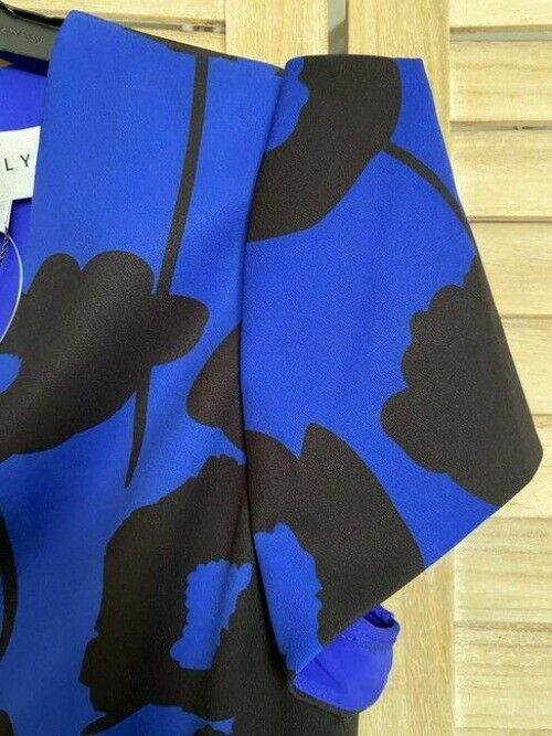 milly blue black new printed msrp short formal dress