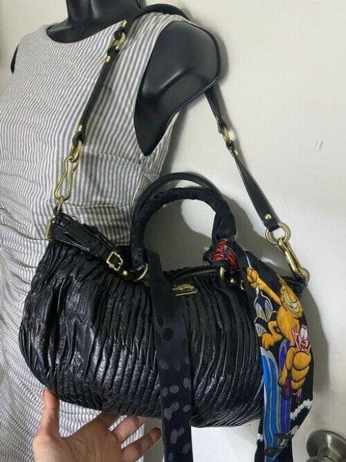 coach w w detachable specialty tie accent black shoulder bag