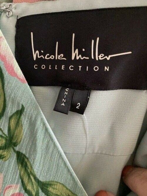 nicole miller green pink floral msrp long casual maxi dress