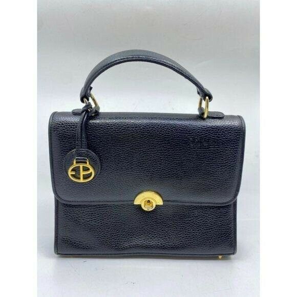 Evan Picone Black Vintage Leather Handbag