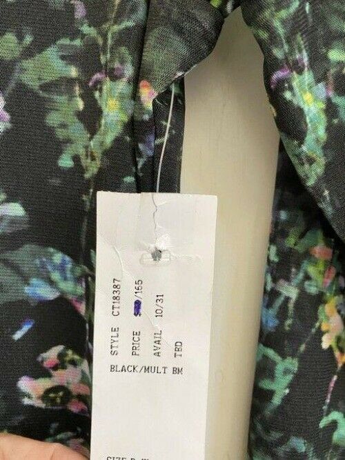 nicole miller black green new mesh ls blouse