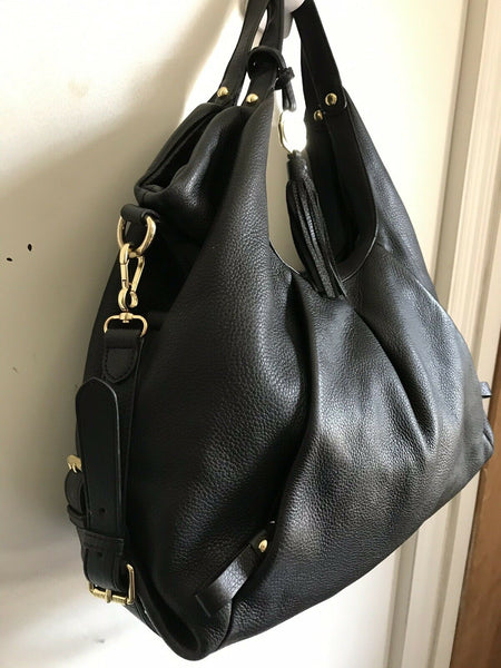 Vince Camuto Medium Black Leather Hobo Bag