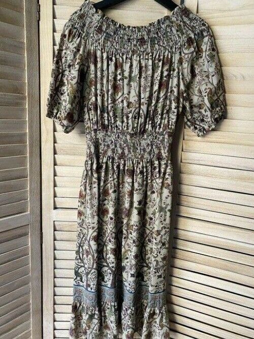 Nicole Miller Multicolor New Floral Smocking Msrp Mid Length Short Casual Dress