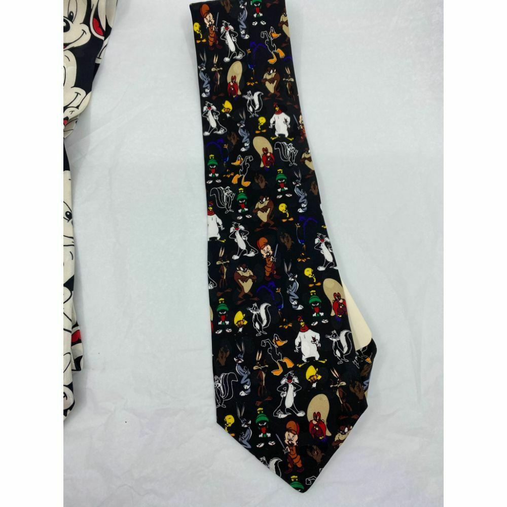New Lot of 3 Neck tie Disney, Looney Tunes Black Red White Total Msrp 75