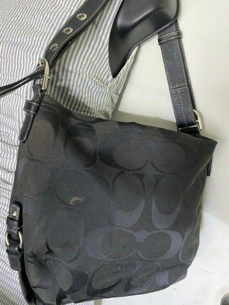 Coach Medium Tote Msrp Black Gray Jacquard Fabric Shoulder Bag