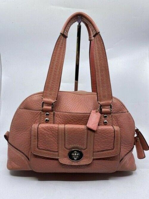 coach large coral leather shoulder bag