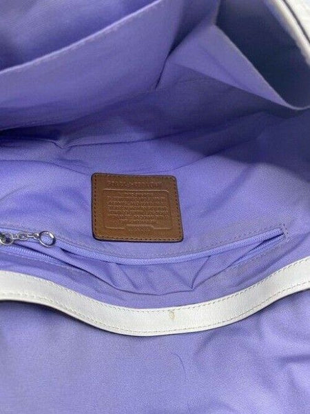coach medium bag handbag white brown leather shoulder bag