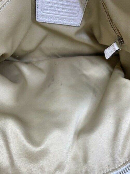 Coach w medium handbag w strap classic white leather shoulder bag