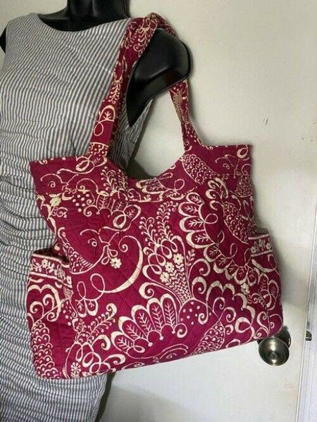 Vera Bradley Large Quilted Pink White Shoulder Bag