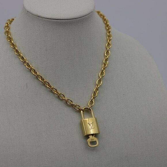 Louis Vuitton Gold Padlock & Key with Second-hand Necklace