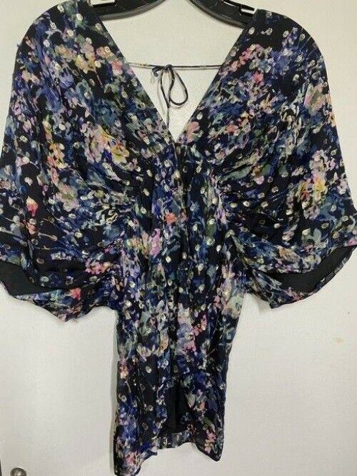 nicole miller multicolor new ls floral msrp sample small blouse