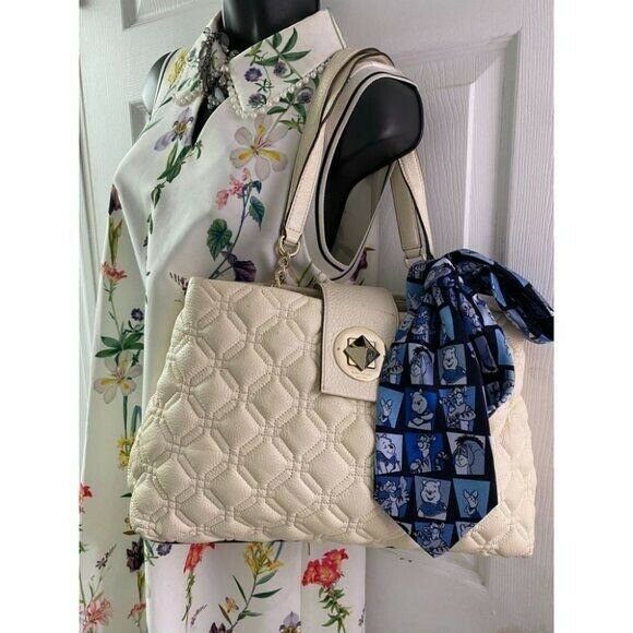 KATE SPADE Leather Handbag W/ Winnie The Pooh Silk