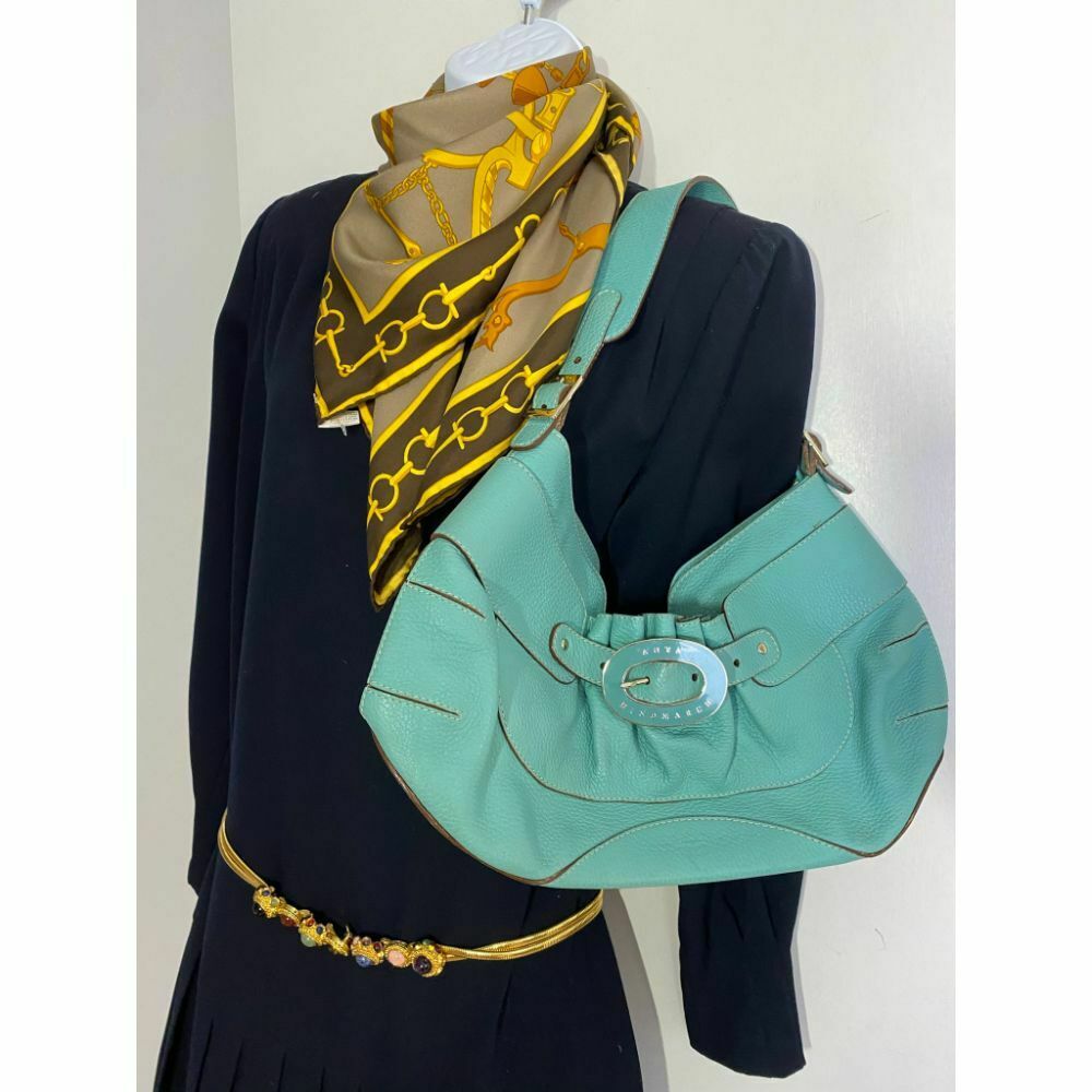 ANYA HINDMARCH Blue Green Leather Shoulder Bag Msrp 1,200