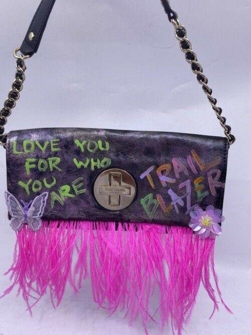 kate spade w hand customized by me w applique street black pink hobo bag