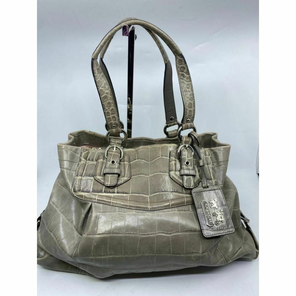 COACH Animal Embossed Leather Gray Shoulder Bag Amazing!
