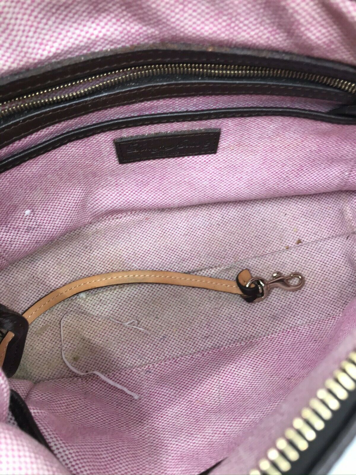 Dooney & Bourkek Brown Medium Leather Canvas Tote