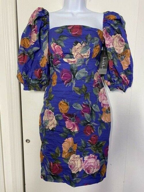 nicole miller blue multicolor new ruched floral msrp