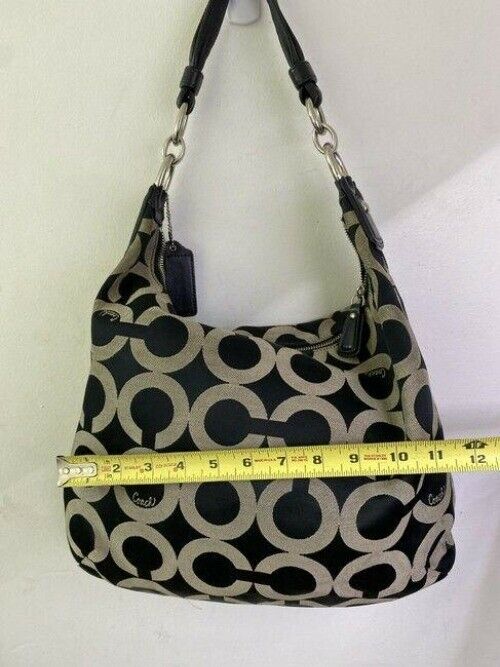 coach bag cream black fabric tote