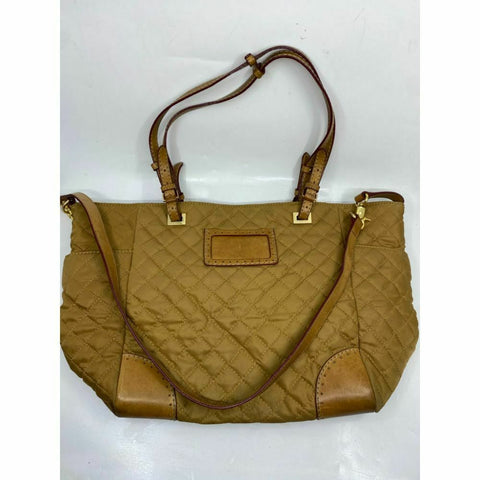 MZ WALLACE XL Light Brown Quilted Tote Bag w/ Leather Trim And Crossbody Strap