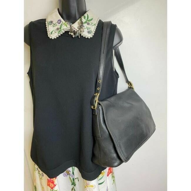 coach vintage black leather shoulder bag