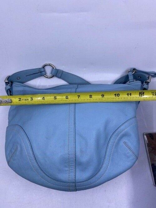 coach large light blue leather shoulder bag