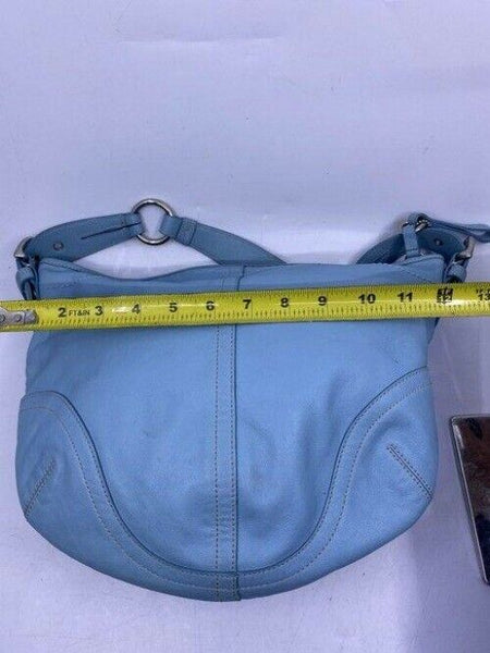 coach large light blue leather shoulder bag
