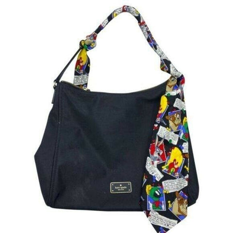 KATE Spade Black Nylon Tote W/ Looney Tunes Tie