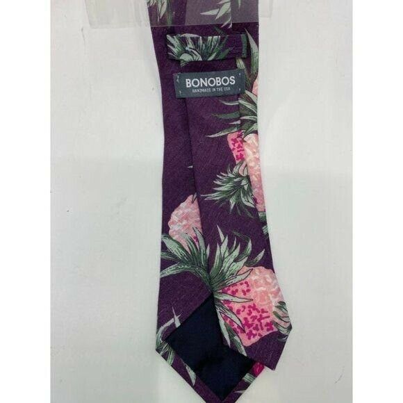 New! BONOBOS Pineapple Purple Green Neck Tie USA