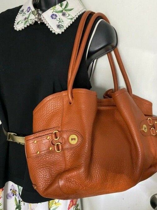 cole haan xl orange leather shoulder bag