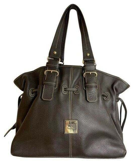 dooney and bourke large brown leather shoulder bag