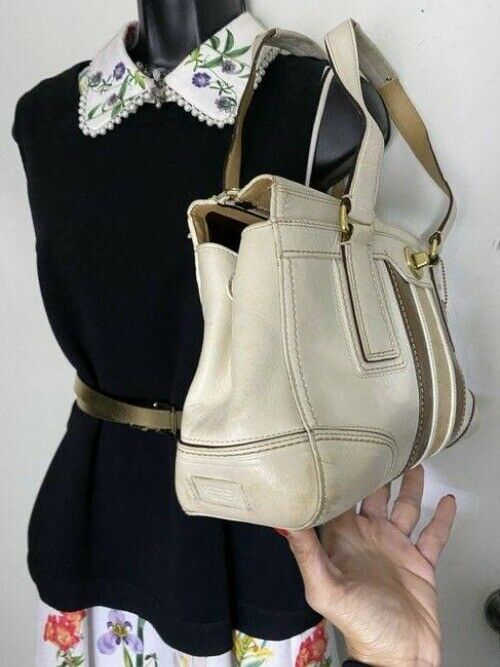 coach leather white shoulder bag