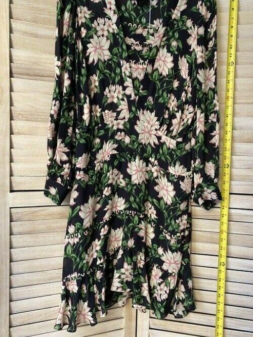 Nicole Miller Black Green Pink New Floral Msrp Short Casual Dress