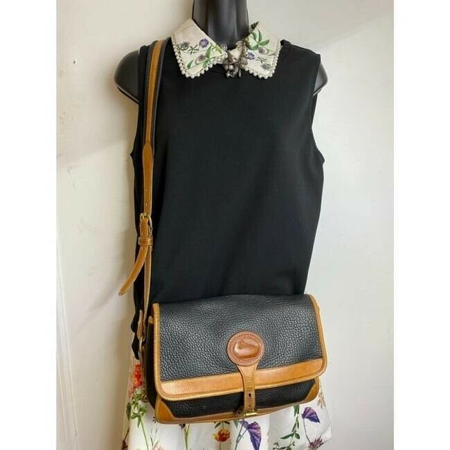 dooney and bourke vintage black orange leather cross body bag