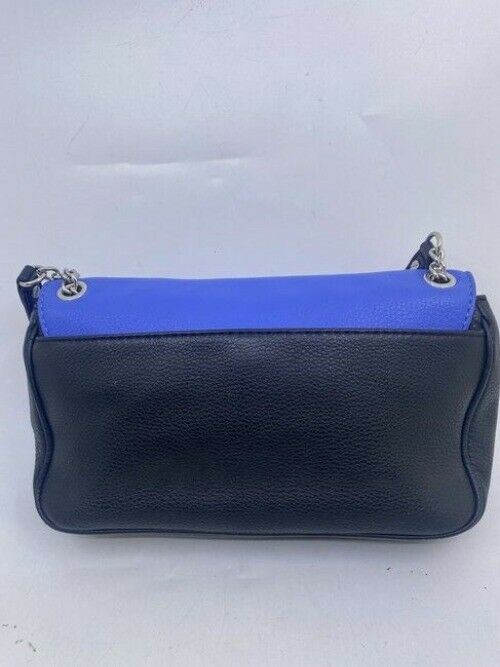 Michael Kors Flap Fulton Chain Shoulder Purse Blueblack Leather Cross Body Bag